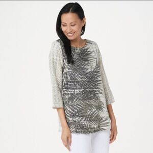 NWT Bob Mackie South Sea Palm Print Woven Top | Size XS